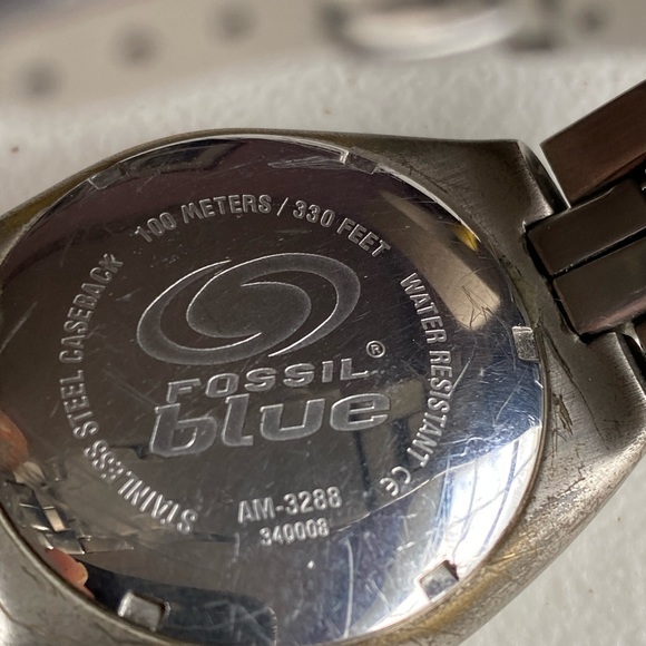 COPY - Fossil BLUE Men Watch Silver Round Blue Dial Silver Bracelet AM 3288 - Picture 4 of 8